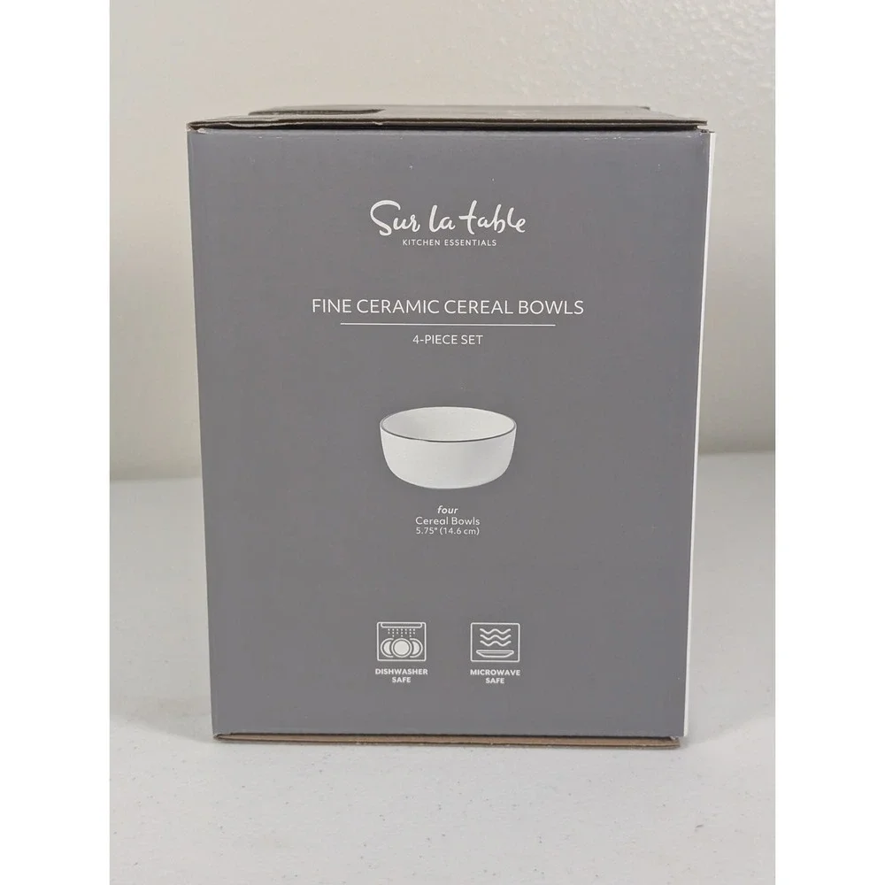 Sur La Table Fine Ceramic Cereal Bowls 4-Pack 5.75